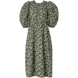 NEW SEA women peggy floral puff sleeve cut out midi dress in multi